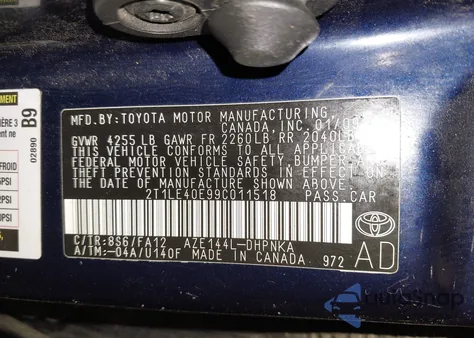 2009 Toyota Matrix S z USA, uszkodzony, nr VIN 2T1LE40E99C011518